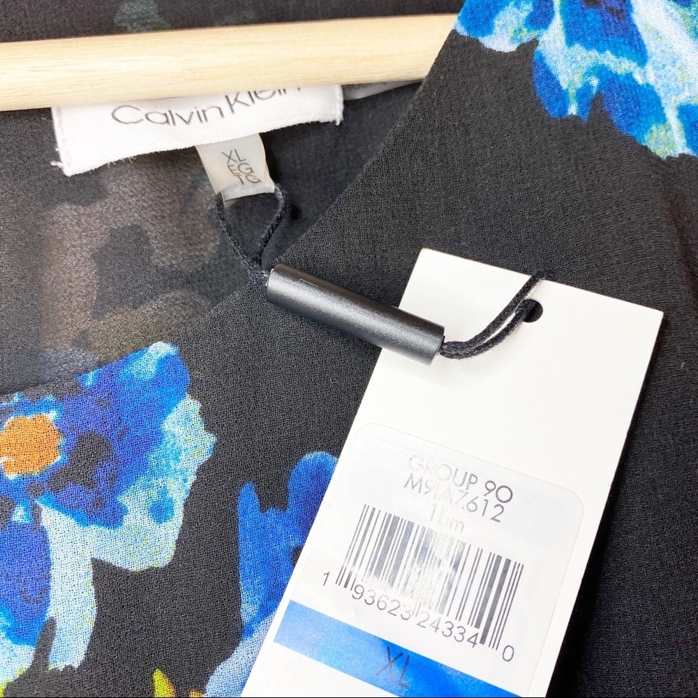 NEW Calvin Klein Floral Print Blouse XL - Picture 9 of 12